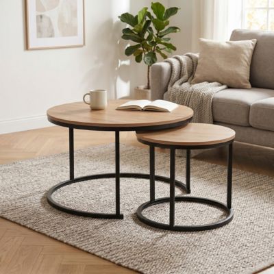Lot de 2 Tables Basses Gigognes Rondes L70 cm - LENNY