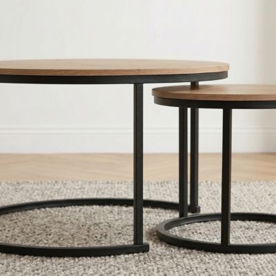Lot de 2 Tables Basses Gigognes Rondes L70 cm - LENNY
