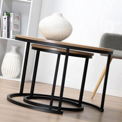 Lot de 2 Tables Basses Gigognes Rondes L70 cm - LENNY