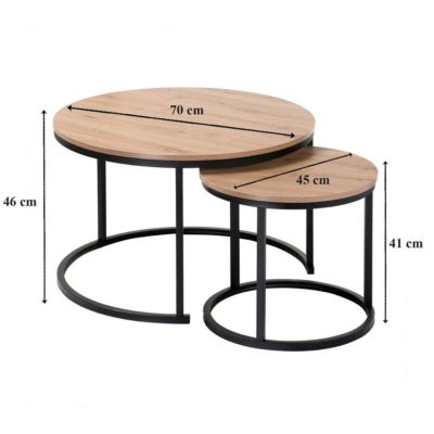 Lot de 2 Tables Basses Gigognes Rondes L70 cm - LENNY
