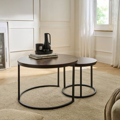 Lot de 2 Tables Basses Gigognes Rondes L70 cm - LENNY