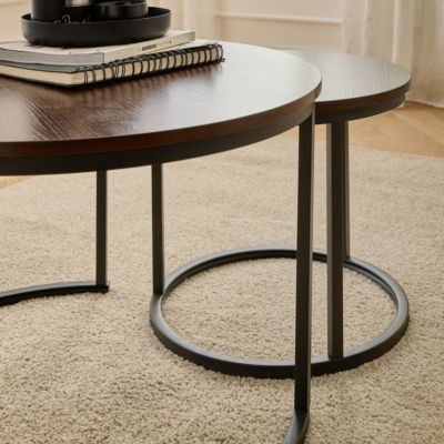 Lot de 2 Tables Basses Gigognes Rondes L70 cm - LENNY