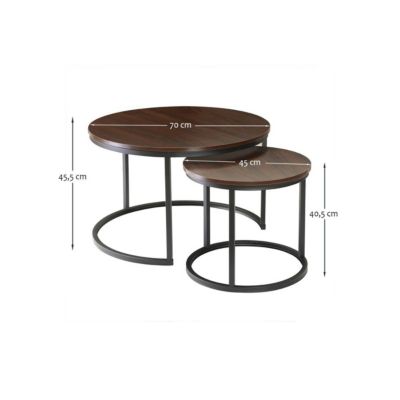 Lot de 2 Tables Basses Gigognes Rondes L70 cm - LENNY