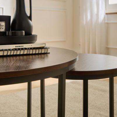 Lot de 2 Tables Basses Gigognes Rondes L70 cm - LENNY