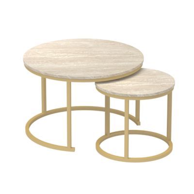 Lot de 2 Tables Basses Gigognes Rondes L70 cm - LENNY