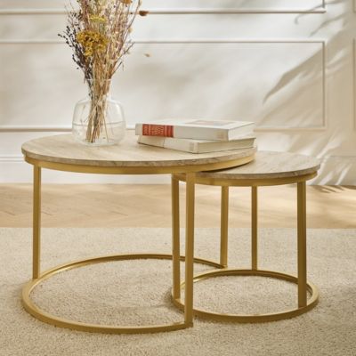 Lot de 2 Tables Basses Gigognes Rondes L70 cm - LENNY