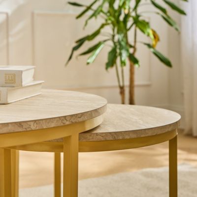 Lot de 2 Tables Basses Gigognes Rondes L70 cm - LENNY