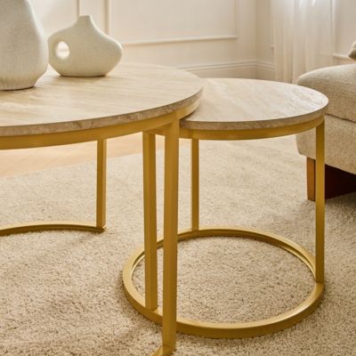 Lot de 2 Tables Basses Gigognes Rondes L70 cm - LENNY