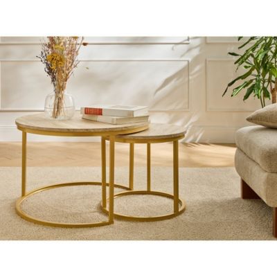 Lot de 2 Tables Basses Gigognes Rondes L70 cm - LENNY