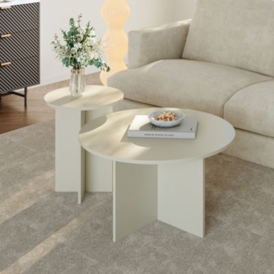 Lot de 2 tables basses gigognes Verummetka sable en.casa