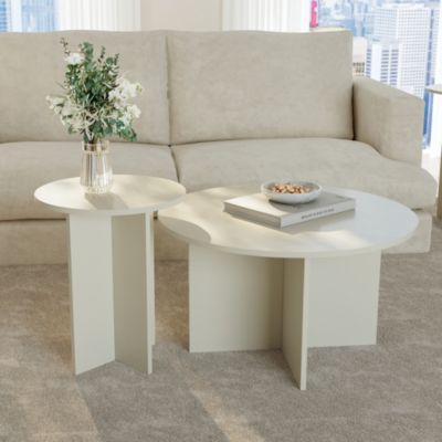 Lot de 2 tables basses gigognes Verummetka sable en.casa