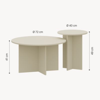 Lot de 2 tables basses gigognes Verummetka sable en.casa
