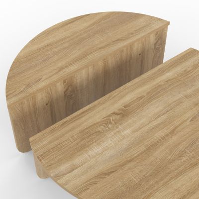 Lot de 2 tables basses rondes GUILIA 90 cm asymétriques façon hêtre