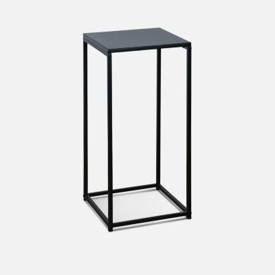 Lot de 2 tables d'appoint gigognes noires - Industrielle - bouts de canapé 34x34x74cm / 30x30x54cm