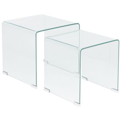 Lot de 2 tables d'appoint KENDALL Verre de sécurité Transparent