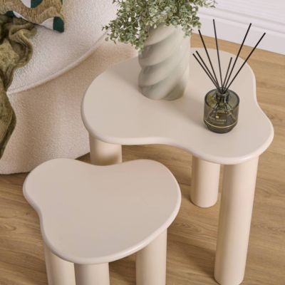 Lot de 2 tables d'appoint Olao ivoire 45x45cm