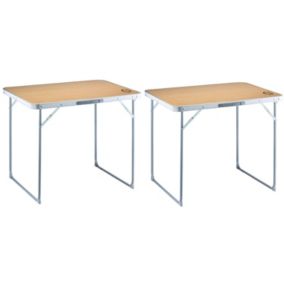 Lot de 2 tables de camping pliables 4 places - O'Camp - Forme valise - 80 x 60 x 70 cm