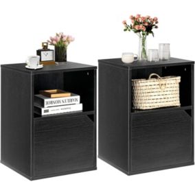 Lot de 2 Tables de Chevet avec 1 Tiroir et 1 Compartiment, Style Industriel Polyvalente, pour Maison, 40X43X60 CM (Noir, 1 Porte)
