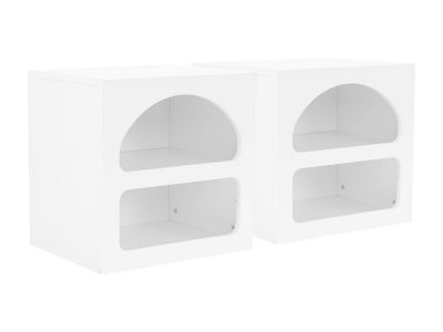 Lot de 2 tables de chevet avec rangements - Blanc - LUELA