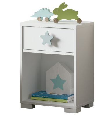 Lot de 2 tables de chevet enfant / Table de nuit coloris blanc - Hauteur 56 x Longueur 40 x Profondeur 33 cm