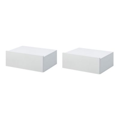 Lot de 2 tables de chevet murales - lot de 2 tables de nuit - tiroir coulissant, plateau - panneaux particules blanc