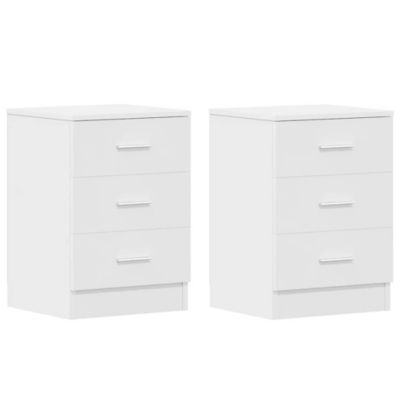 Lot de 2 Tables de chevet, Tables de Nuit, commodes de chevet Blanc ...