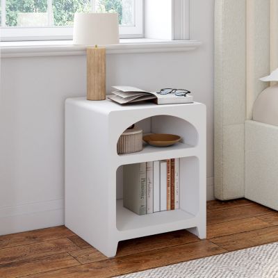 Lot de 2 tables de chevets organiques ALESIA bois blanc 2 compartiments