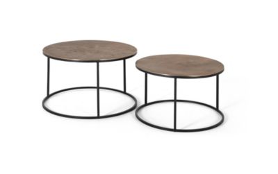 Lot de 2 tables en métal et cuivre