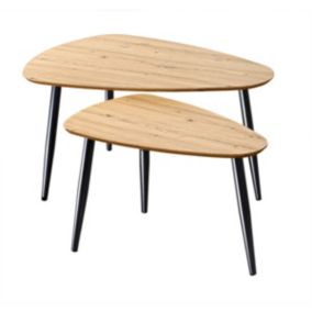 Lot de 2 Tables Gigognes avec Pieds en Métal