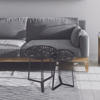 Lot de 2 tables gigognes - Blanc