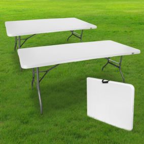 Lot de 2 Tables Pliables 180x74 cm Blanc