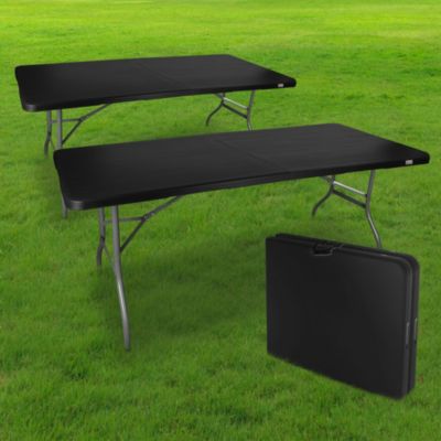 Lot de 2 Tables Pliables 180x74 cm Noir | Castorama