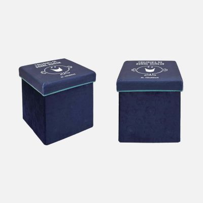 Lot de 2 tabourets coffres enfant. pliables. bleu marine. collection Monsieur/Madame. Monsieur Heureux Gaspard