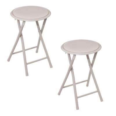 Lot de 2 tabourets d'appoint pliants en PVC Beige, H. 45 cm