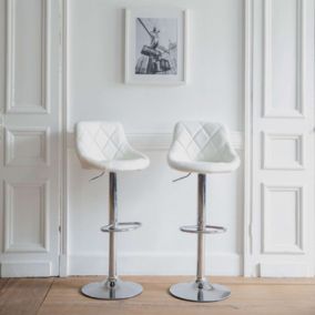 Lot de 2 tabourets de bar blanc JASPER - HAPPY GARDEN