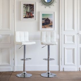 Lot de 2 tabourets de bar blanc MIKE - HAPPY GARDEN