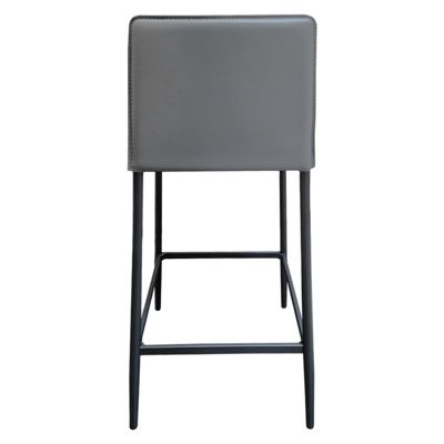 Lot de 2 tabourets de bar dossier simili et pieds métal gris - BROOK