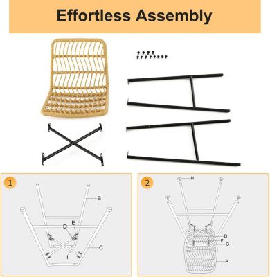 Lot de 2 Tabourets de Bar en Rotin PE Chaises de Bar avec Cadre en Métal & Repose-Pieds Hauteur d Assise 69 CM