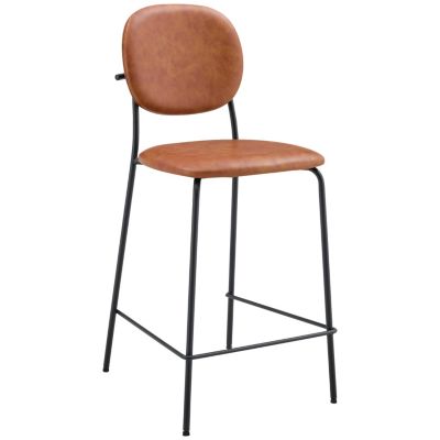 Lot de 2 tabourets de bar en simili cognac EDMOND - HAPPY GARDEN
