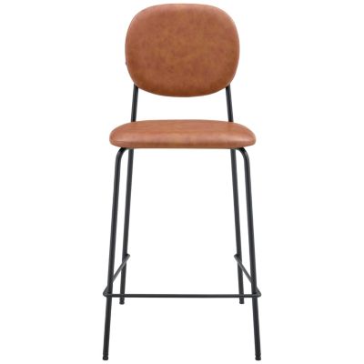 Lot de 2 tabourets de bar en simili cognac EDMOND - HAPPY GARDEN