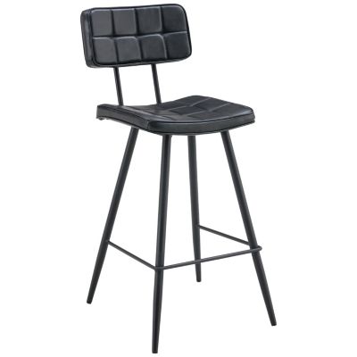 Lot de 2 tabourets de bar en simili noir FERNAND - HAPPY GARDEN