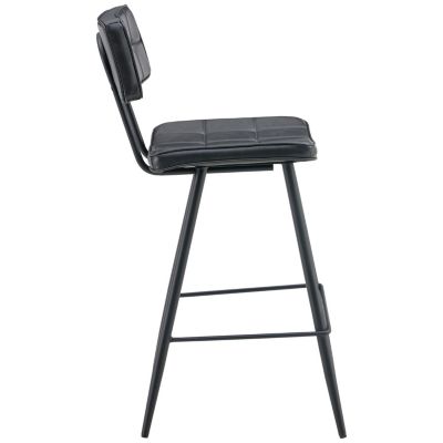 Lot de 2 tabourets de bar en simili noir FERNAND - HAPPY GARDEN