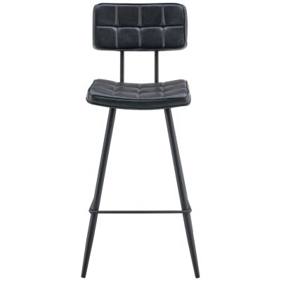 Lot de 2 tabourets de bar en simili noir FERNAND - HAPPY GARDEN