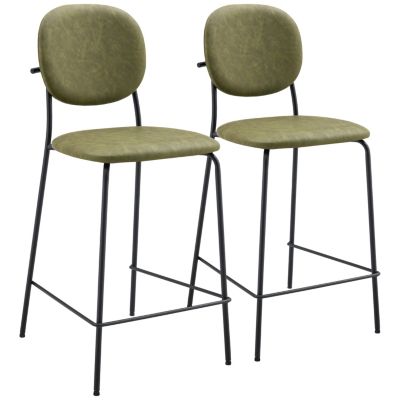 Lot de 2 tabourets de bar en simili vert EDMOND - HAPPY GARDEN