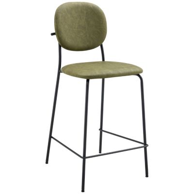 Lot de 2 tabourets de bar en simili vert EDMOND - HAPPY GARDEN