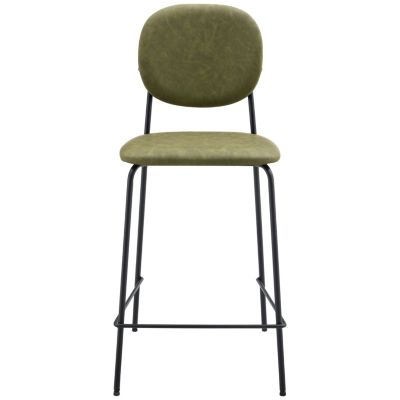 Lot de 2 tabourets de bar en simili vert EDMOND - HAPPY GARDEN