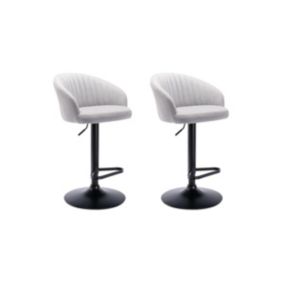 Lot de 2 tabourets de bar en tissu et métal - Hauteur réglable - Gris - DORALIZ