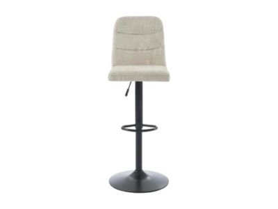 Lot de 2 tabourets de bar en tissu texturé et métal noir - Hauteur réglable - Beige - KELIANO