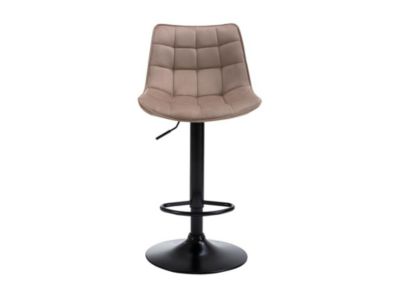 Lot de 2 tabourets de bar en velours et métal noir -  Beige - LIMA II