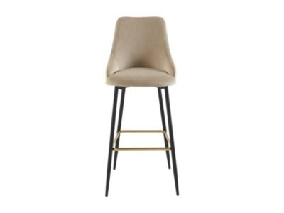 Lot de 2 tabourets de bar en velours et métal noir - Beige - VEVLINA